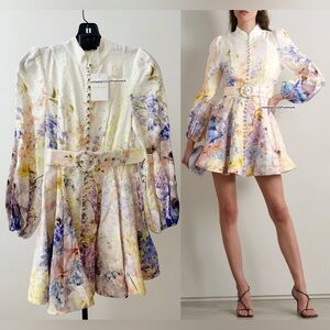NWT Zimmermann Dress | Rare Zimmermann Rhythmic Belted Mini Dress (AU 0P/ US 2)